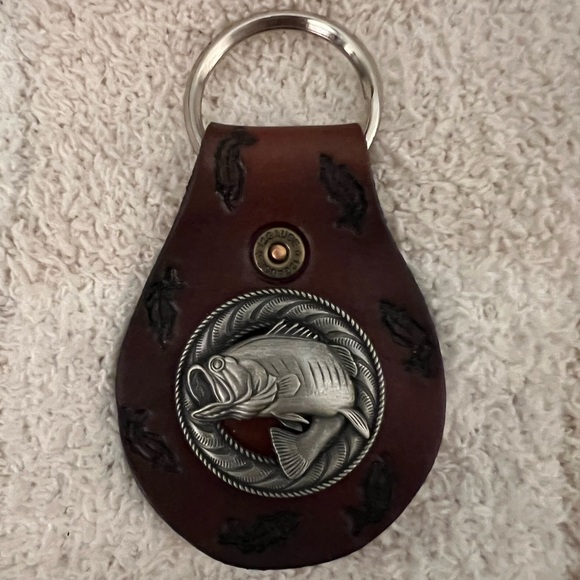 Other - Leather bass fishing men’s keychain.